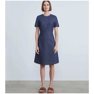 Lafayette 148 New York Fit-&-Flare Denim midi  Dress NWT